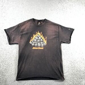 Adam Bomb Graphic T-Shirt Men Large Black Sun Faded Distressed Grunge Y2K Skater